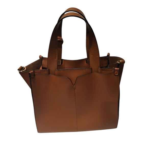 Melie Bianco Vegan Brown Top Handle Shoulder Handbag Purse MISSING Long Strap - Picture 2 of 15